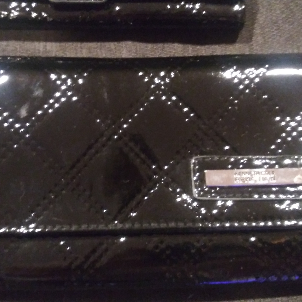 Kenneth Cole New York Shiny Black Quilted Clutch